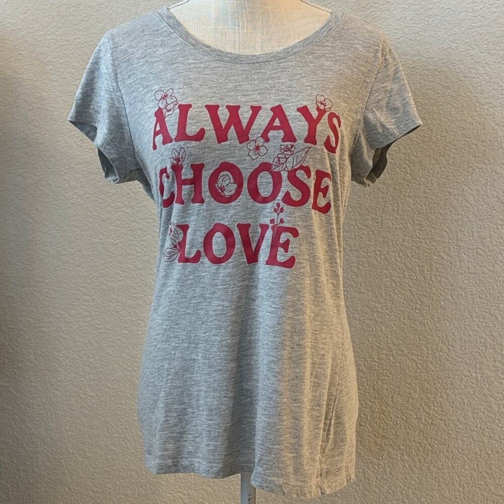 Wound Up “Always Choose Love” Gray Graphic Juniors T-shirt Valentines XL (15-17)